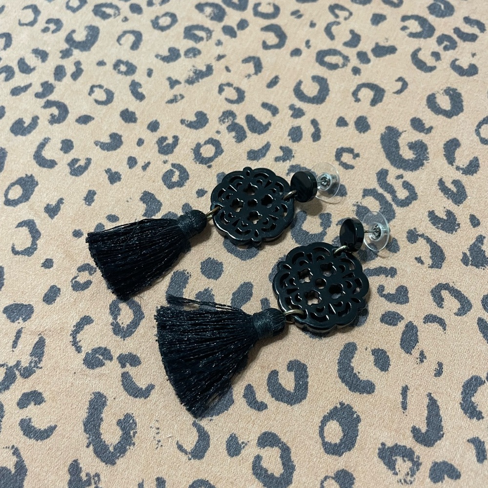 Zenzii Black Tassel Earrings